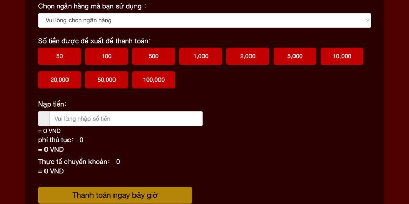 Xác nhận nạp tiền là bước cuối cùng của thao tác